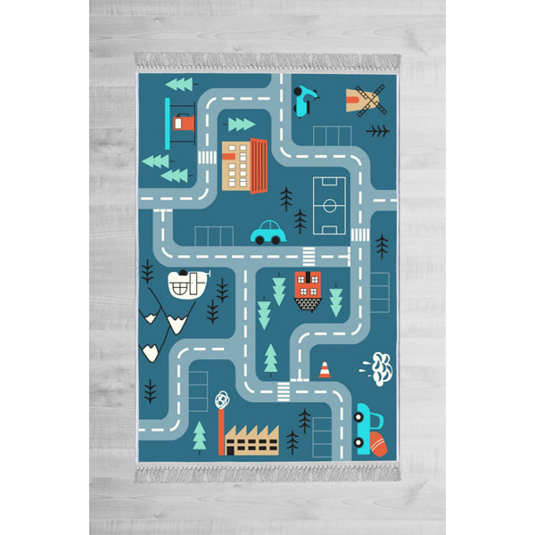 Bless international Flatweave Silk Blue/Orange/Yellow Rug Wayfair